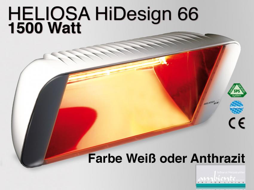 Infrarot Heizstrahler Heliosa HiDesign 66 IPX5 1500 Watt weiss